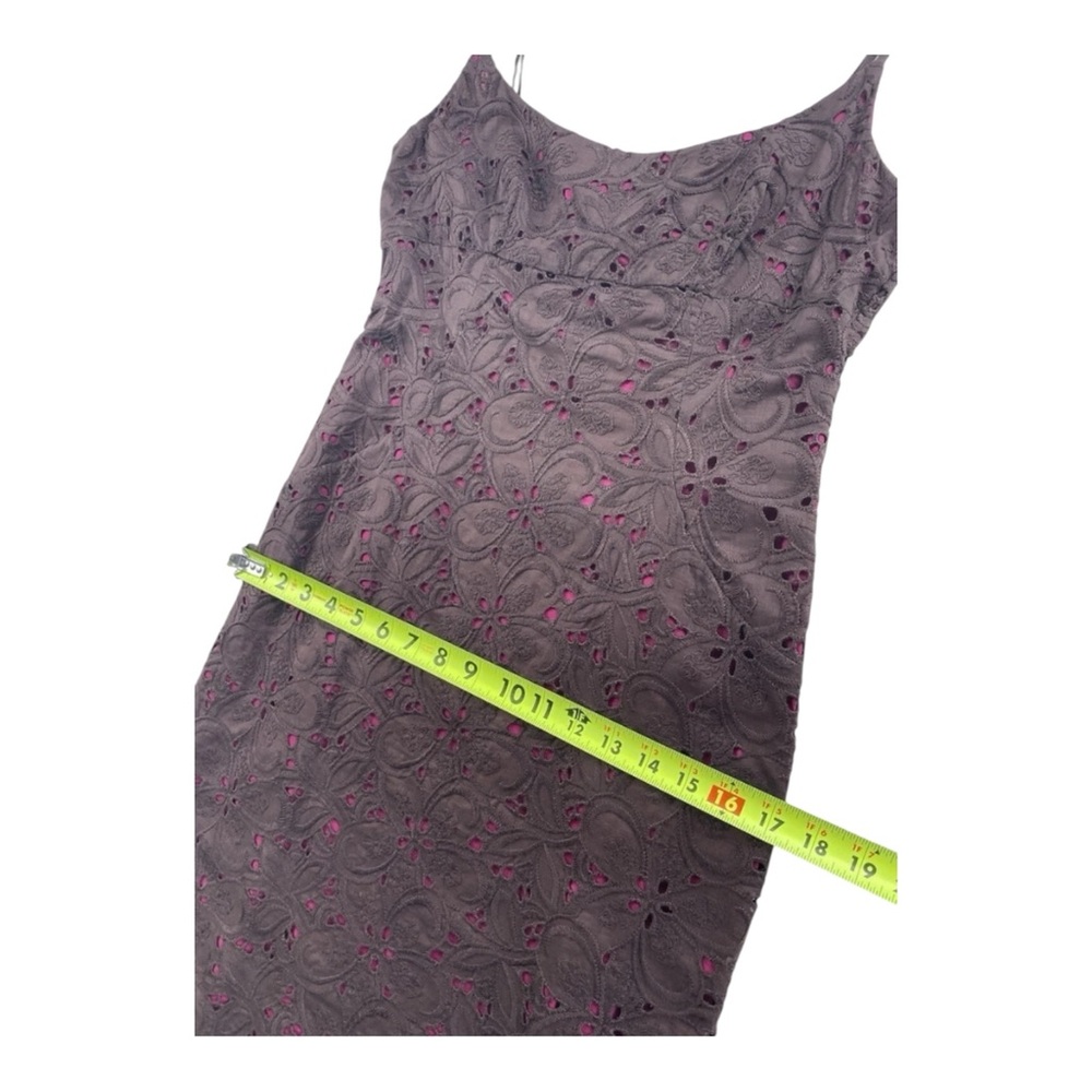 Ann Taylor Women’s 4 Brown Eyelet Lace Sundress – Pink Lining, Spaghetti Straps - Picture 11 of 13